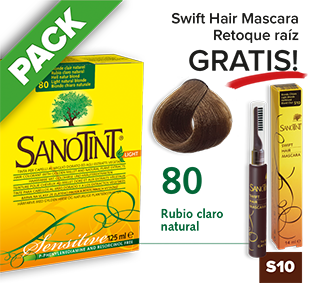 PACK Sanotint Sensitive - 80 Rubio claro natural + Swift Hair S10 gratis