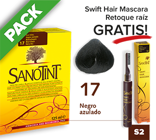PACK Sanotint Classic - 17 Negro azulado + Swift Hair S2 gratis