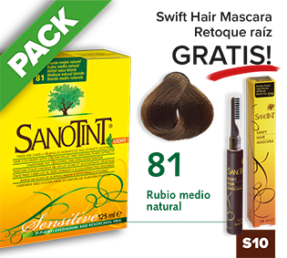 PACK Sanotint Sensitive - 81 Rubio medio natural + Swift Hair S10 gratis