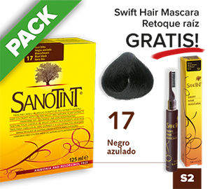 PACK Sanotint Classic - 17 Negro azulado + Swift Hair S2 gratis